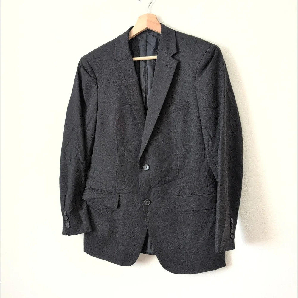 Theory Men Charcoal Wool Blend Suit Jacket‎ Blazer Size 38R Tailored Business